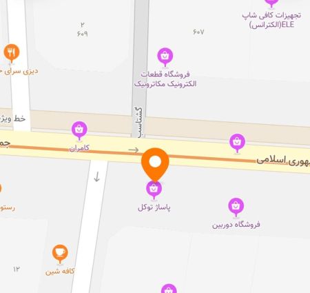 لوکیشن تک لایت شاپ فروشگاه قطعات الکترونیک