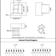 نقشه پایه‌ها و ابعاد سون سگمنت LED تک رقمی آبی آند مشترک 24x34