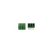 نمای بالا و پایه ترمینال فونیکس سبز 3.5mm، 3 پین، محل اتصال پیچ و پایه‌ها