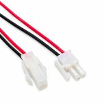 کانکتور ATX دو پین نری و مادگی سیم‌دار با سیم‌های قرمز و مشکی